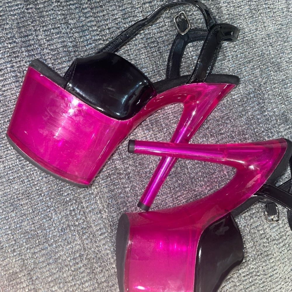 Stylish Black and Pink Platform Heels